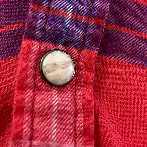 American Eagle Snap Button Down Plaid Shirt Size M - Picture 4 of 9